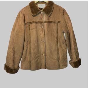 VTG Regent Park Faux Suede/Fur Camel Boho Western Barn Button Up Soft Jacket